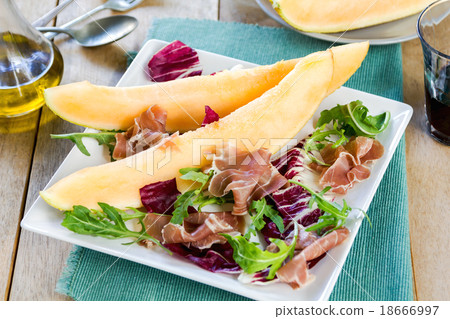 Prosciutto with rocket and cantaloupe salad 18666997