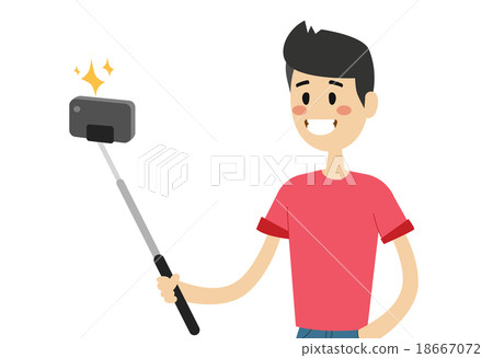 Selfie photo shot man or boy vector portrait Selfie photo shot man or boy vector portrait 18667072