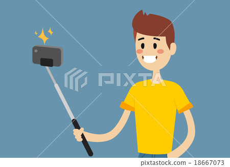 Selfie photo shot man or boy vector portrait 18667073