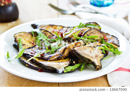 Grilled Aubergine salad with Rocket 18667090