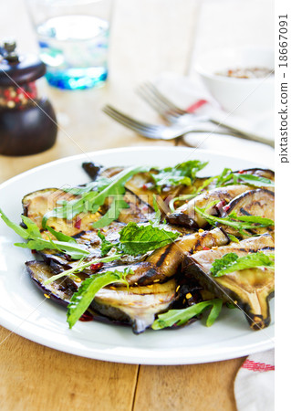 Grilled Aubergine salad with Rocket 18667091