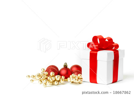 christmas gift with red balls bow christmas gift with red balls bow 18667862