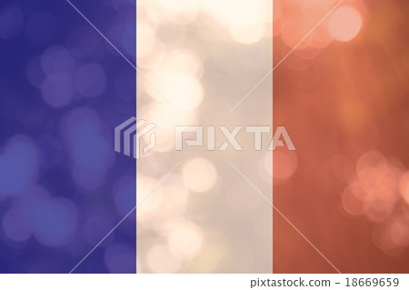 French flag on bokeh background, pray for Paris 18669659