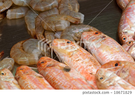 mullet, perch and shrimps 18671829