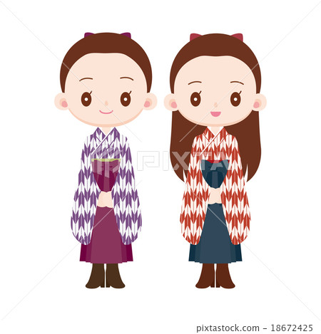 和服圖案和服/女性在hakama 18672425