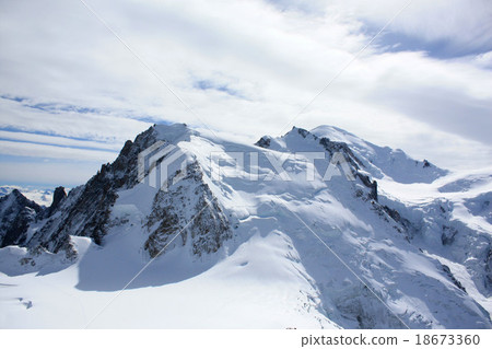 勃朗峰看法從Aiguille du Midi觀測所的在法國 18673360