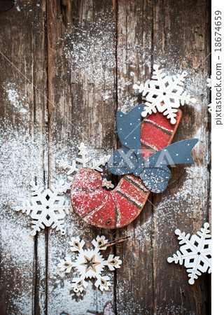 Vintage Fir Tree Toys Candy Cane Snowflakes 18674659