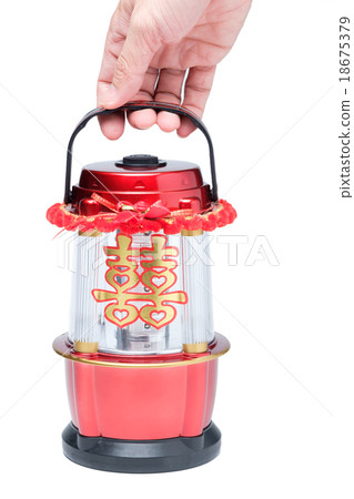 Hand holding Chinese LED lantern lamp Hand holding Chinese LED lantern lamp 18675379