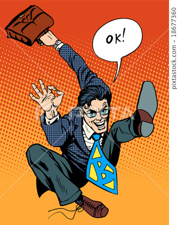 Crazy joyful businessman okay 18677360