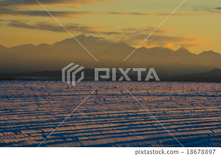 Field of early winter and Yubari mountain land Field of early winter and Yubari mountain land 18678897