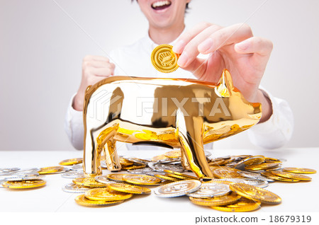 Golden pig's piggy bank 18679319