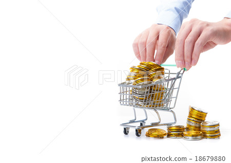 Shopping cart with lots of money 18679880