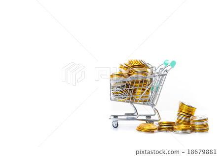 Shopping cart with lots of money 18679881