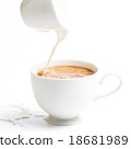 pouring milk in to coffee cup 18681989