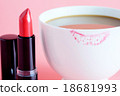 red lipstick and cup of coffee. 18681993