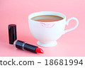 red lipstick and cup of coffee. 18681994
