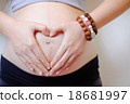 pregnant woman made her hand heart symbol 18681997