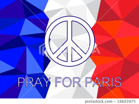 pray for paris with peace symbol background stock illustration