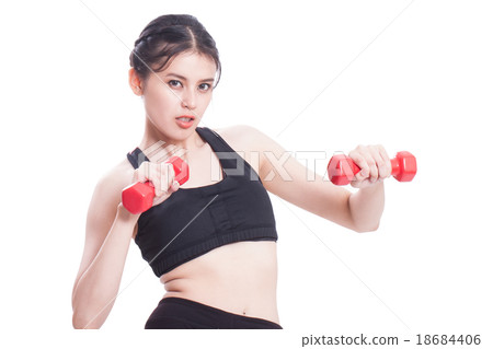 Sport woman doing exercise with lifting weights 18684406
