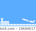 Illustration of an airport and an airplane drawn simply in a single color 18684617