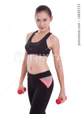 Sport woman doing exercise with lifting weights Sport woman doing exercise with lifting weights 18685533