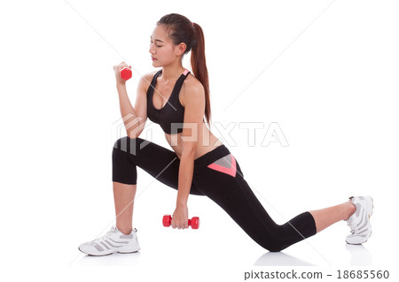 Sport woman doing exercise with lifting weights 18685560