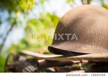 Rusted helmet in the yard 18685564