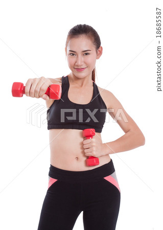 Sport woman doing exercise with lifting weights Sport woman doing exercise with lifting weights 18685587