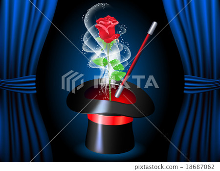 Conjurer hat with magic rose and smoke 18687062
