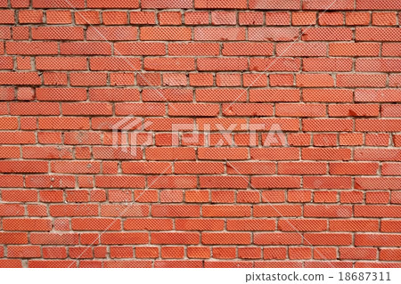Old Red Brick Wall Fragment Background 18687311