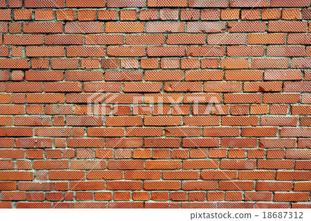Old Red Brick Wall Fragment Background 18687312