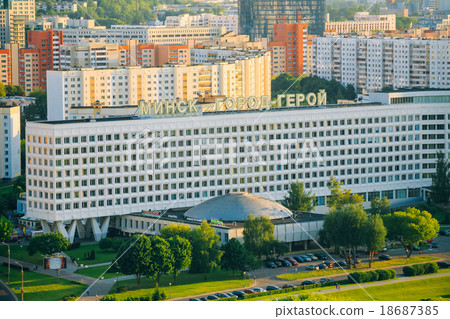 Aerial view, cityscape of Minsk, Belarus. Summer Aerial view, cityscape of Minsk, Belarus. Summer 18687385