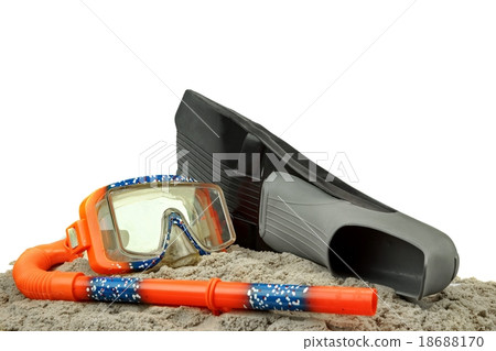 Scuba Diving Equipment On Sea Beach Sand Isolated Scuba Diving Equipment On Sea Beach Sand Isolated 18688170