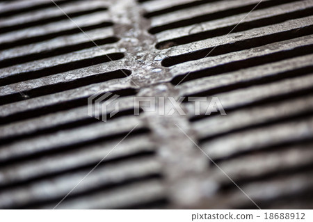 Closeup of the metal drain grate surface Closeup of the metal drain grate surface 18688912
