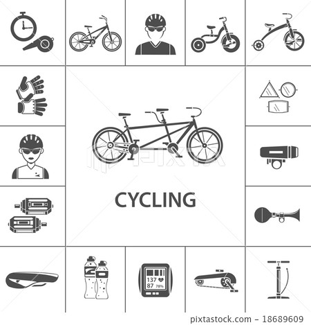 Bicycle Black Icons Set Bicycle Black Icons Set 18689609