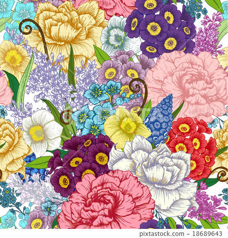 Hand drawn floral pattern Hand drawn floral pattern 18689643