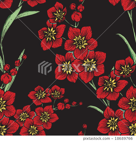 Hand drawn floral pattern Hand drawn floral pattern 18689766