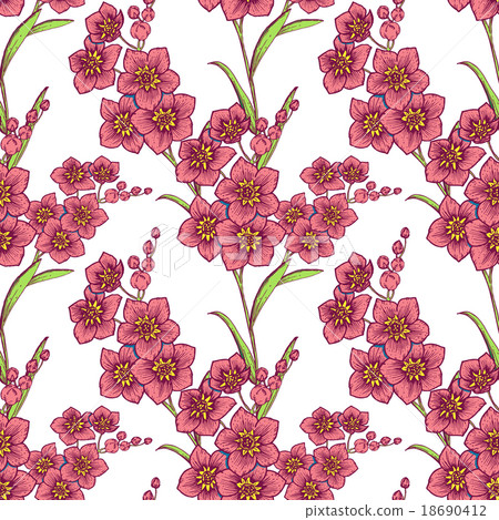 Hand drawn floral pattern 18690412
