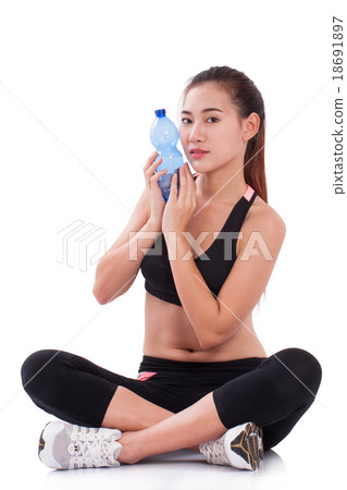 woman holding bottle of water woman holding bottle of water 18691897