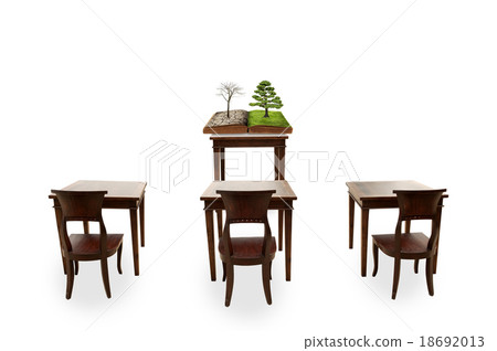 Class room, Chair and Desk on white background 18692013
