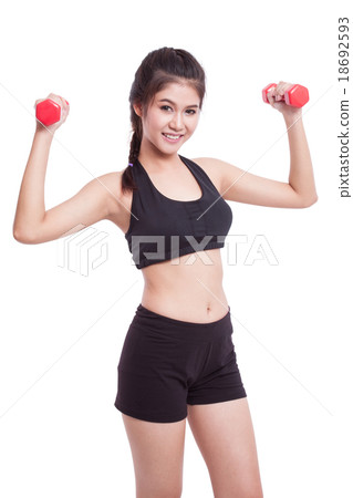 Sport woman doing exercise with lifting weights 18692593