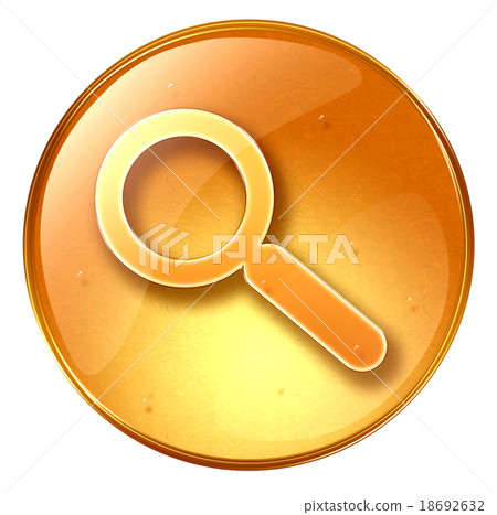 magnifier icon yellow, isolated on white magnifier icon yellow, isolated on white 18692632