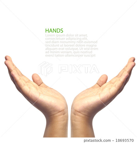 Two beautiful hands facing upward white background 18693570