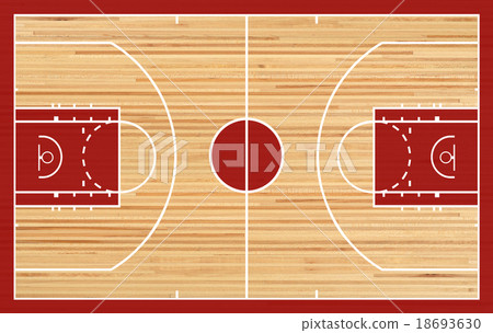 Basketball court floor plan on parquet background 18693630