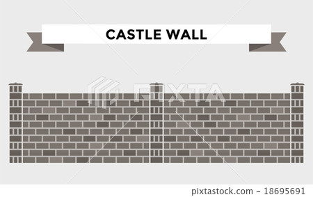 Stone bricks fence isolated on white background - Stock Illustration ...