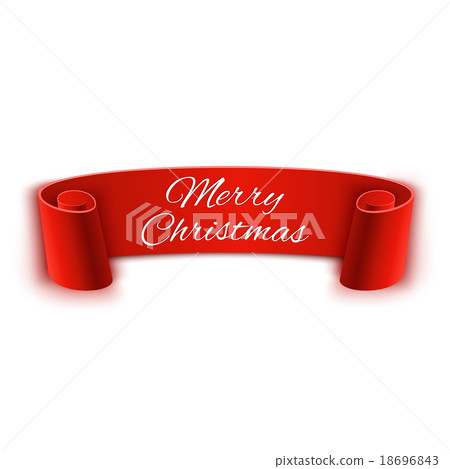 Red realistic  curved  banner 18696843