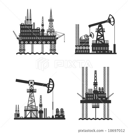 Oil Petroleum Platform Black And White 18697012
