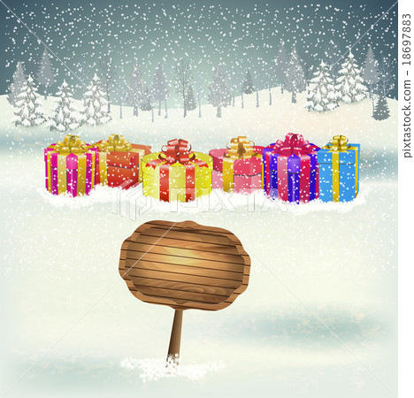 Winter background with gift boxes  18697883