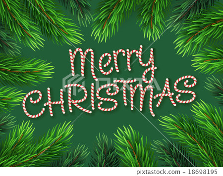 Christmas Border Fir-tree Branches with Candy cane 18698195