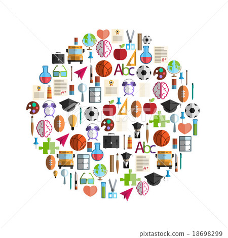 Back to School icon circle, illustration vector. 18698299